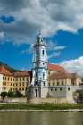 Durnstein, Austria. Beautiful blue church along the Danube. Art Print